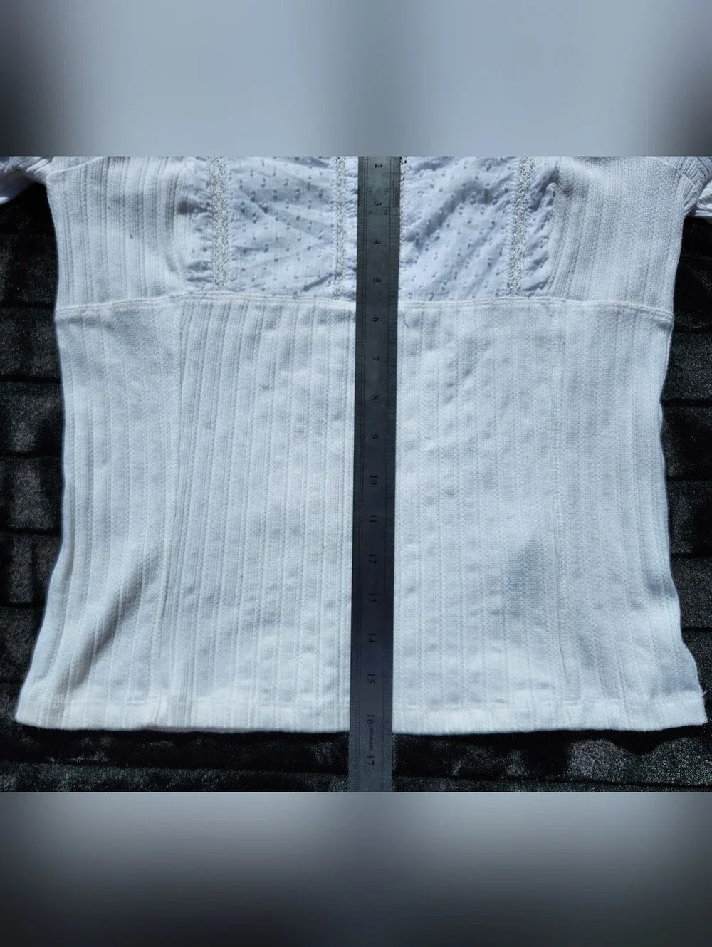Free People Sugar Sugar White Ribbed Long Sleeve Top Size LARGE‎